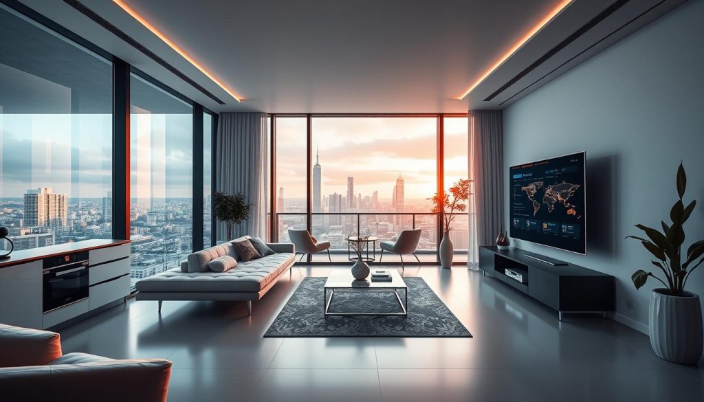 Modern lifestyle living spaces with smart technology