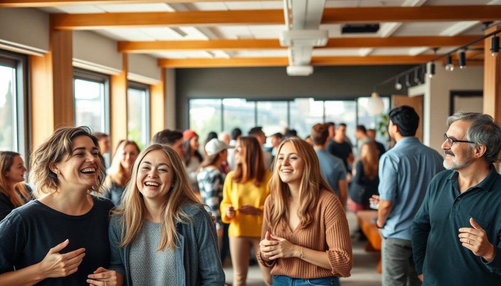 Residents laughing at a social engagement coliving event