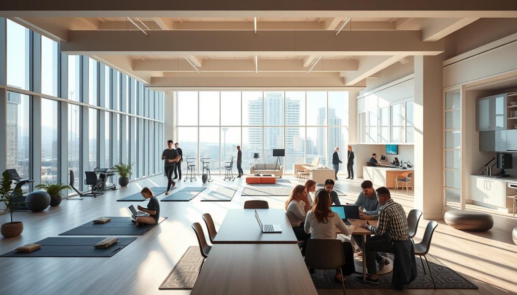 modern coliving space with tech and wellness amenities