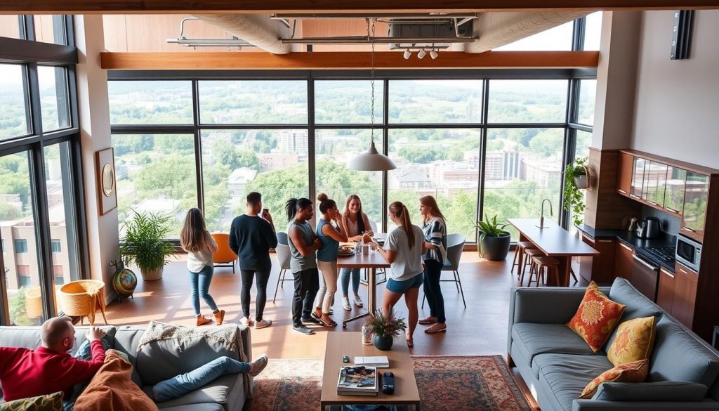 co-living themed living spaces
