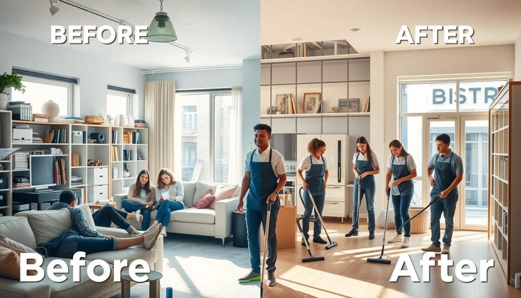 before and after transformation co-living cleaning