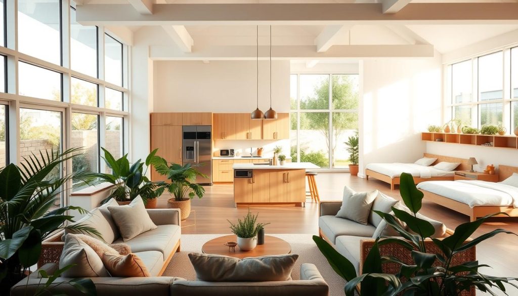 sustainable co-living interior design